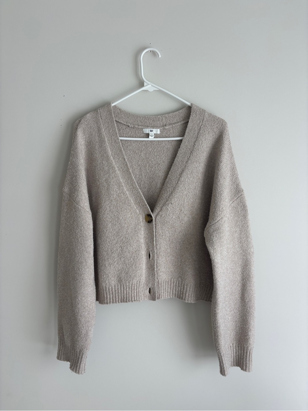 bp Taupe Cropped V-Neck Button Cardigan